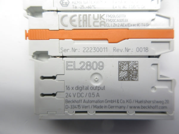 BECKHOFF EL2809 24VDC 0.5A REV. 0018 NSNP