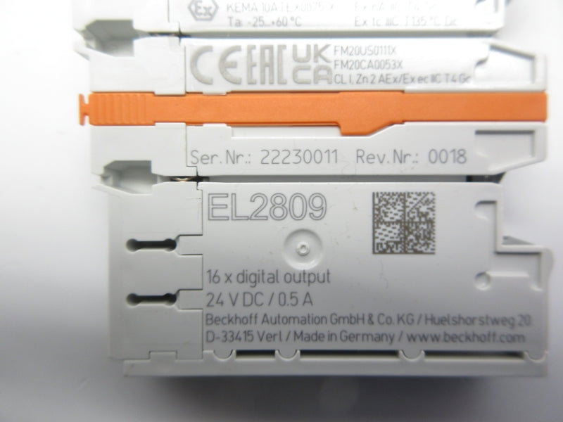 BECKHOFF EL2809 24VDC 0.5A REV. 0018 NSNP