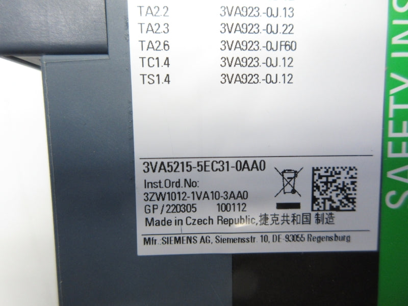 SIEMENS 3VA5215-5EC31-0AA0 600V 150A NSNP