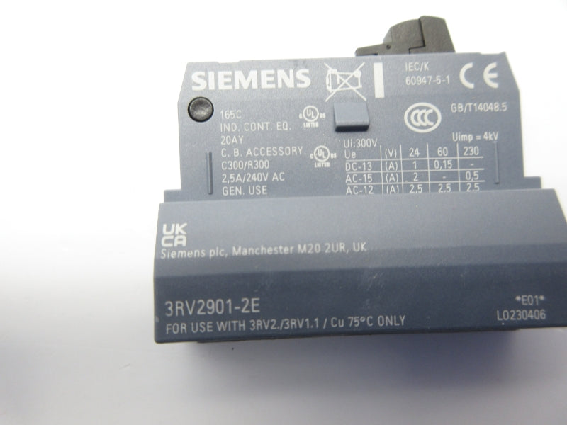SIEMENS 3RV2901-2E 240VAC 2.5A NSNP
