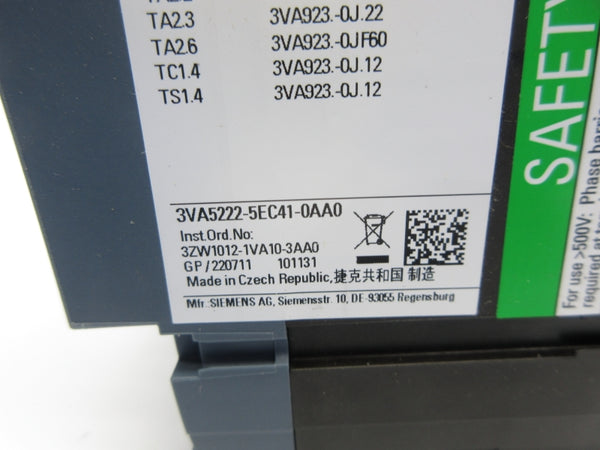 SIEMENS 3VA5222-5EC41-0AA0 800V 225A NSNP