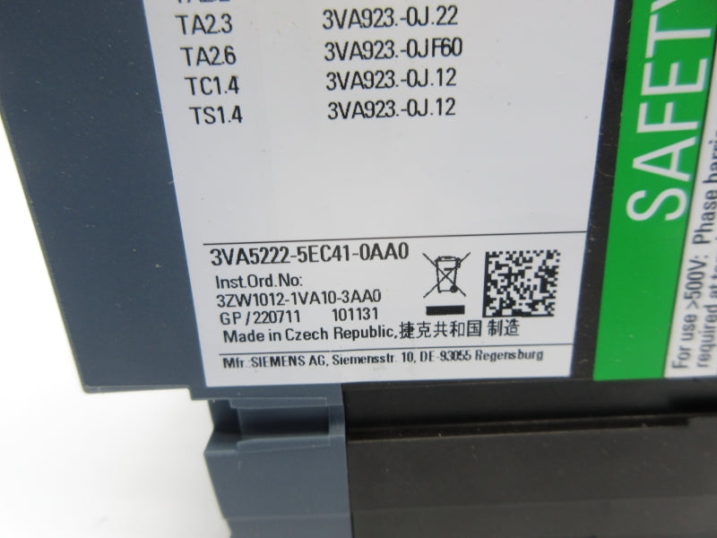 SIEMENS 3VA5222-5EC41-0AA0 800V 225A NSNP