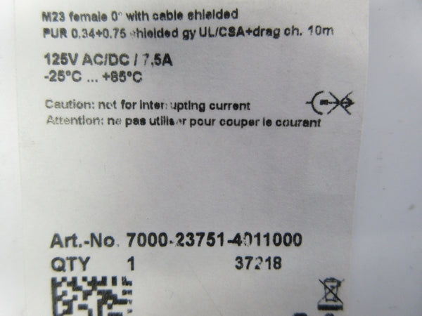 MURR ELEKTRONIK 7000-23751-4011000 125VAC 7.5A NSNP