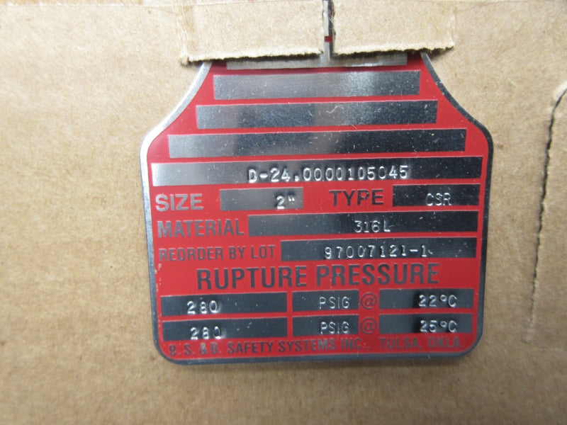 BS&B CSR 280PSI 2" NSMP