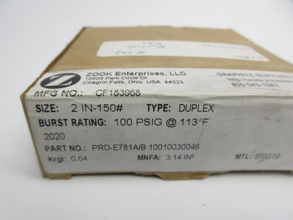 ZOOK ENTERPRISES CF183966 PRD-E781A/B 100PSI 2" NSMP