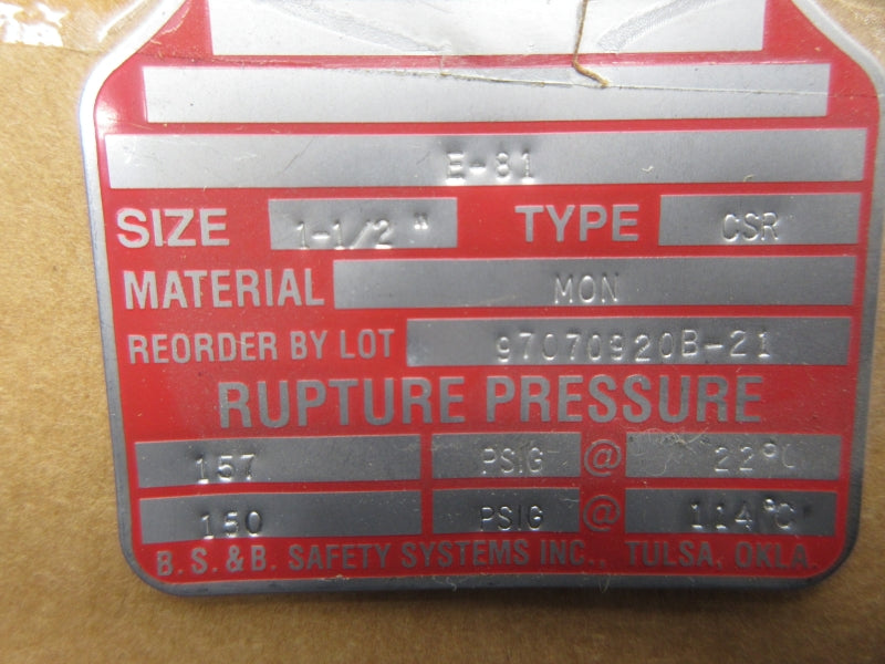 BS&B CSR 157PSI 1-1/2" NSMP