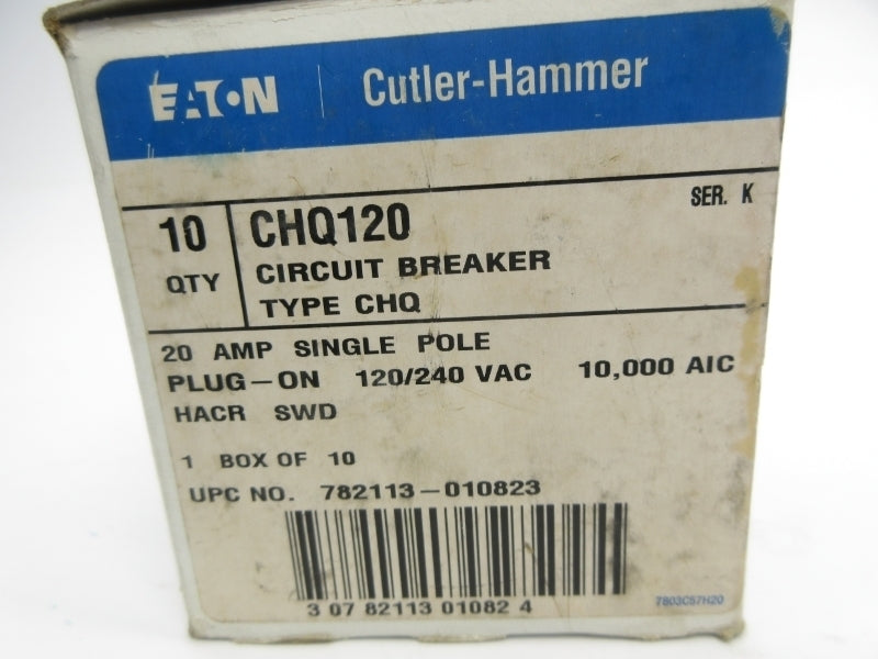 EATON CHQ120 SER. K 120/240VAC 20A (PKG OF 10) NSMP
