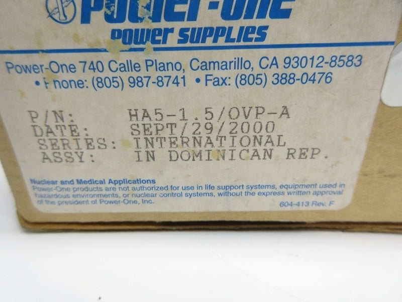 POWER-ONE HA5-1.5/OVP-A 230/240VAC 0.125A NSMP