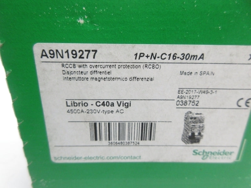 SCHNEIDER ELECTRIC A9N19277 230V 16A NSFS