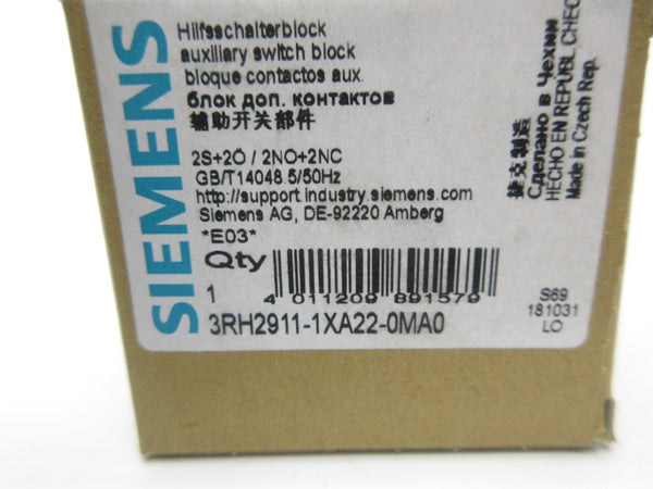 SIEMENS 3RH2911-1XA22-0MA0 240V 10A NSMP