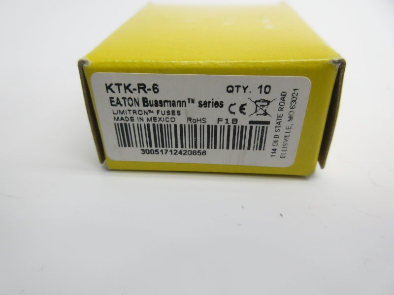 BUSSMANN KTK-R-6 600VAC 6A (PKG OF 10) (YL/BK) NSMP