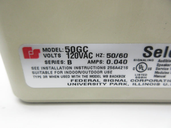 FEDERAL SIGNAL 50GC SER. B 120VAC 0.040A NSNP