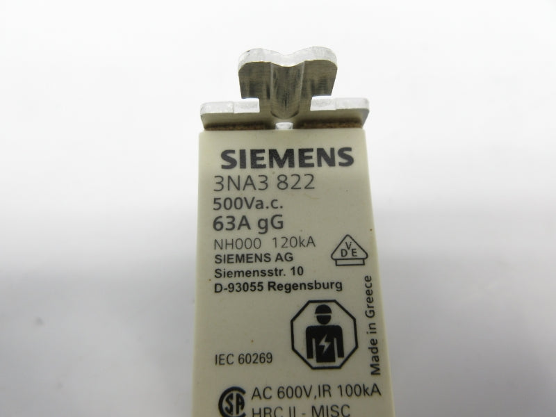 SIEMENS 3NA3 822 500VAC 63A NSNP