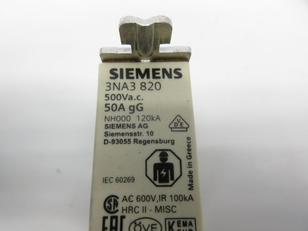 SIEMENS 3NA3 820 500VAC 50A NSNP