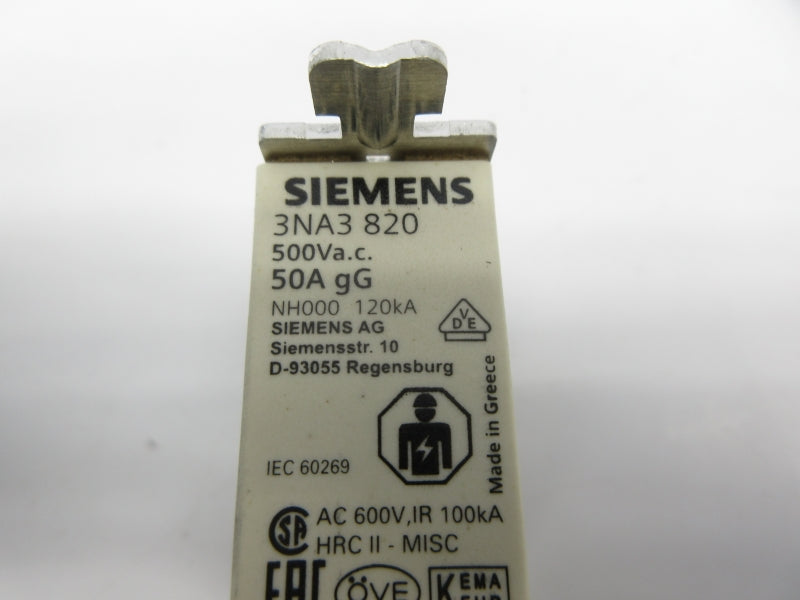 SIEMENS 3NA3 820 500VAC 50A NSNP