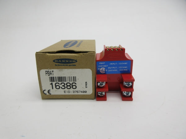 BANNER ENGINEERING PBAT 16386 120VAC NSMP