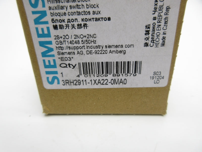 SIEMENS 3RH2911-1XA22-0MA0 240V 10A NSMP