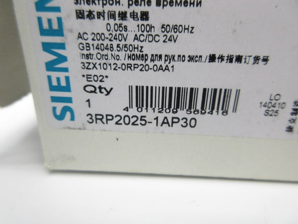 SIEMENS 3RP2025-1AP30 200-240VAC 0.05S-100H NSMP