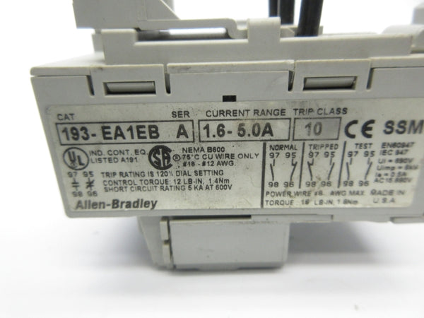 ALLEN BRADLEY 193-EA1EB SER. A 600V 1.6-5.0A NSNP