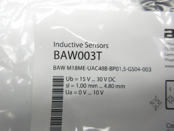 BALLUFF BAW003T BAW M18ME-UAC48B-BP01,5-GS04-003 15-30VDC NSMP