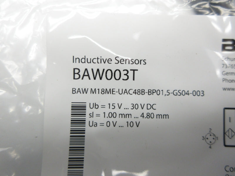 BALLUFF BAW003T BAW M18ME-UAC48B-BP01,5-GS04-003 15-30VDC NSMP