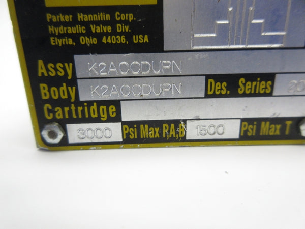 PARKER K2ACCDUPN 3000PSI NSNP
