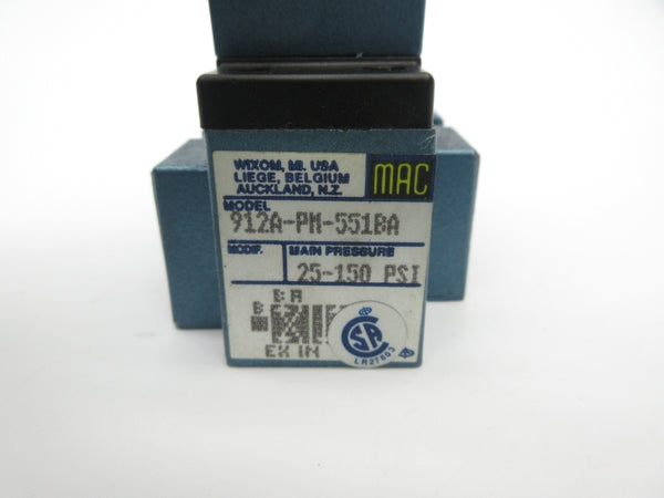 MAC 912A-PM-551BA 12VDC 25-150PSI NSNP