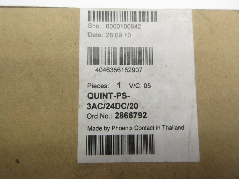 PHOENIX CONTACT QUINT-PS-3AC/24DC/20 2866792 NSFS