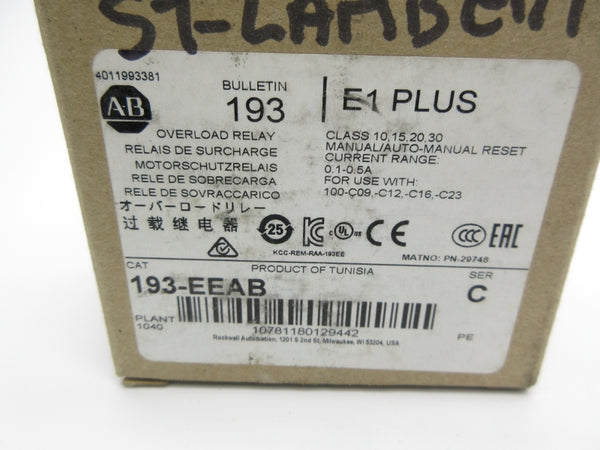 ALLEN BRADLEY 193-EEAB SER. C 0.1-0.5A (BR/WH) NSMP