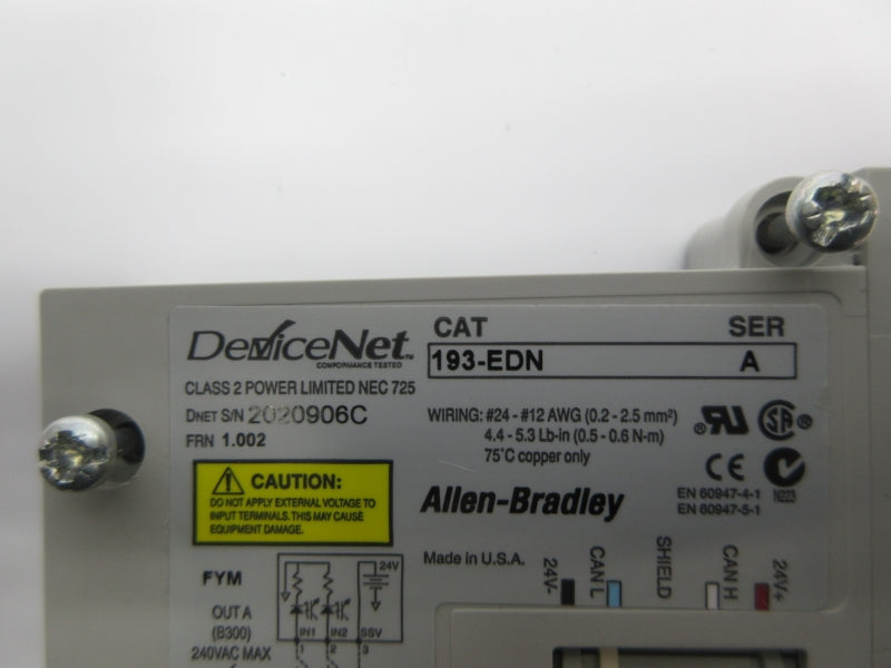 ALLEN BRADLEY 193-EDN SER. A F/W 1.002 NSNP