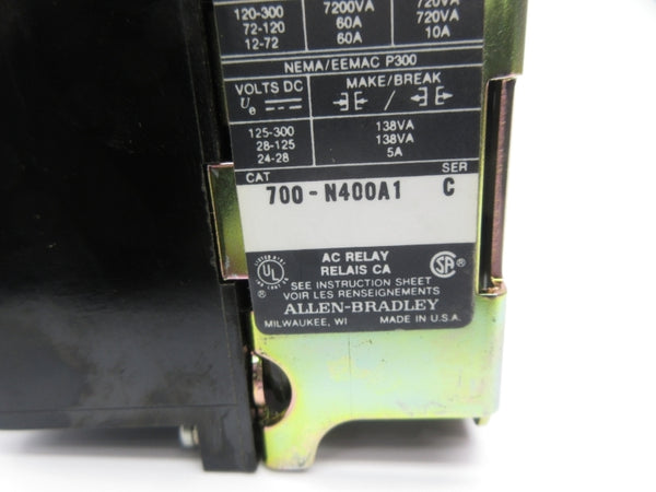 ALLEN BRADLEY 700-N400A1 SER. C 24V (AS PICTURED) NSNP