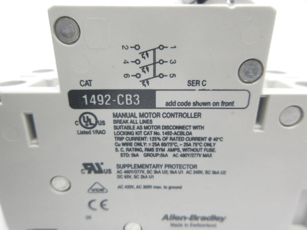 ALLEN BRADLEY 1492-CB3G250 SER. C 277V 25A NSNP