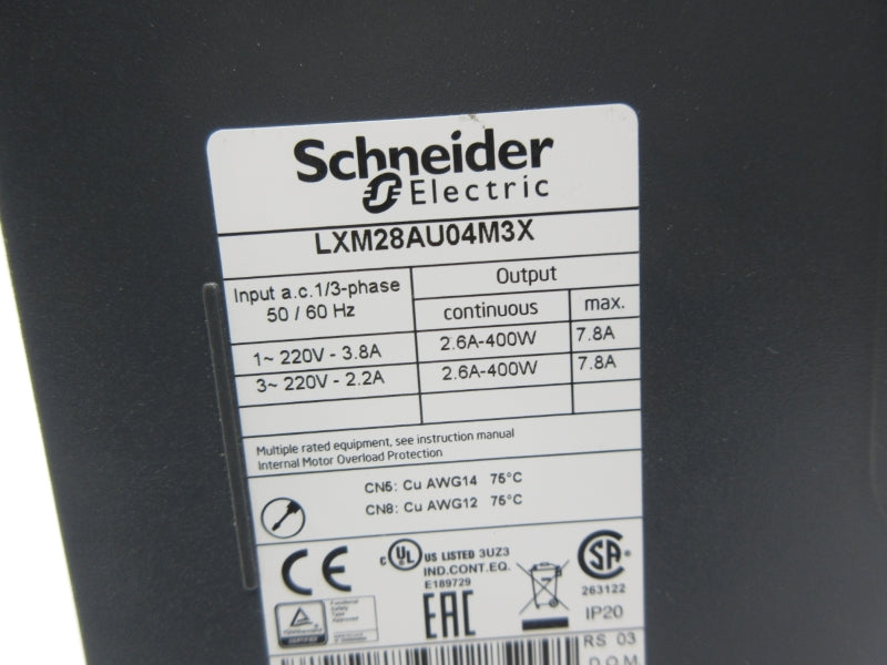 SCHNEIDER ELECTRIC LXM28AU04M3X 220V 3.8/2.2A NSNP