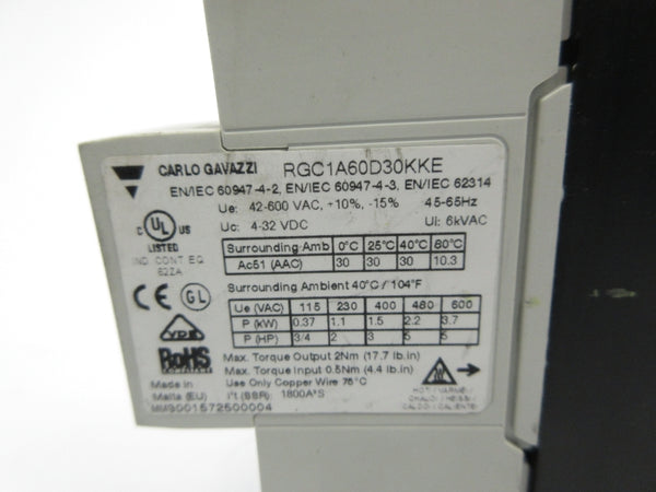 CARLO GAVAZZI RGC1A60D30KKE 42-600VAC NSNP