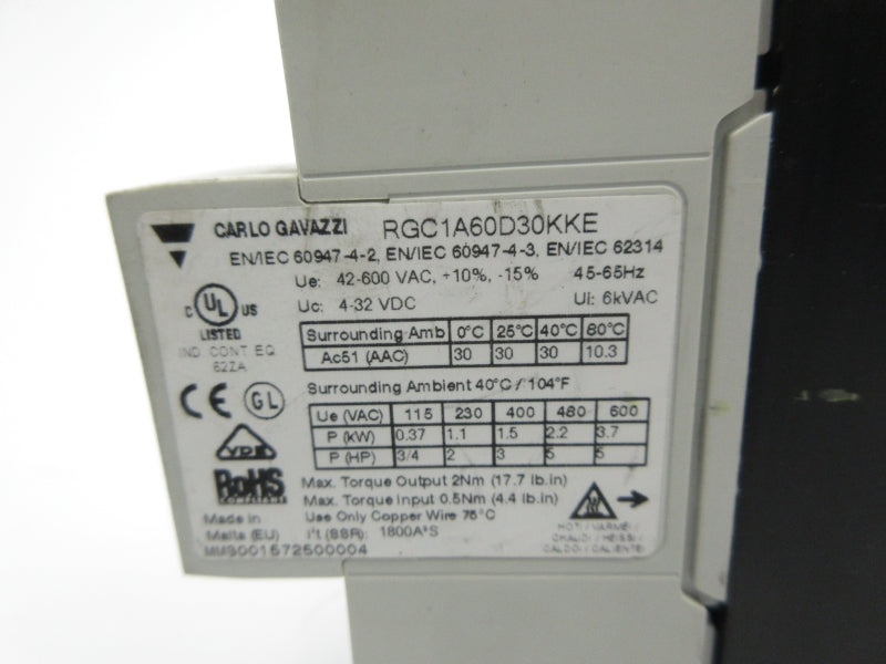 CARLO GAVAZZI RGC1A60D30KKE 42-600VAC NSNP