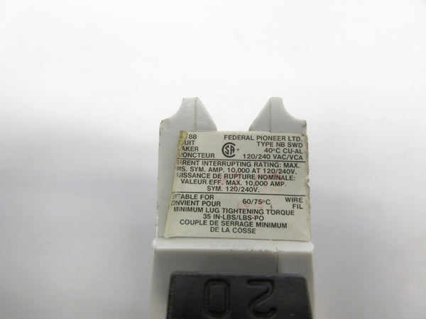 FEDERAL PIONEER NBSWD120 120/240VAC 20A NSNP