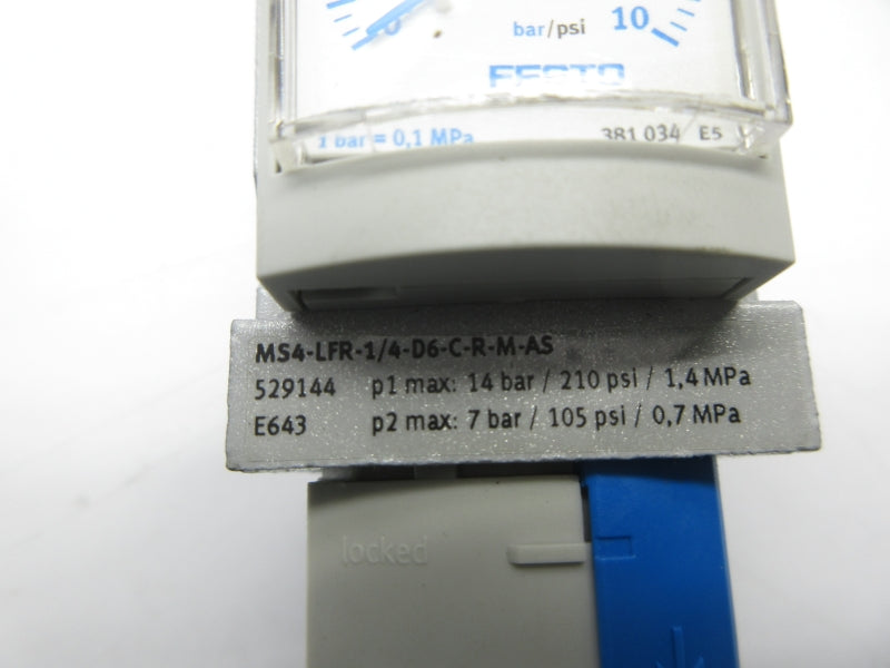 FESTO MS4-LFR-1/4-D6-C-R-M-AS 529144 210PSI NSNP