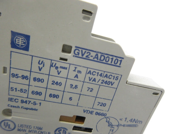 TELEMECANIQUE GV2-AD0101 690V 6A NSNP