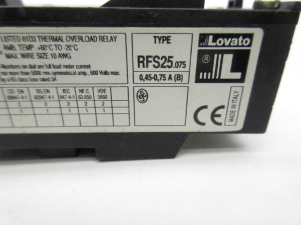 LOVATO RFS25.075 600V 0.45-0.75A NSNP