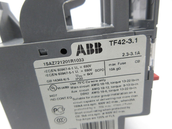 ABB TF42-3.1 1SAZ721201R1033 2.3-3.1A NSNP
