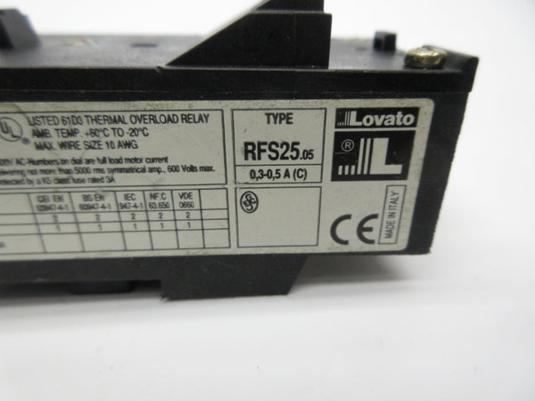 LOVATO RFS25.05 600V 0.3-0.5A NSNP