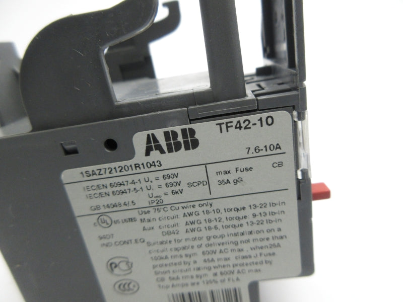 ABB TF42-10 1SAZ721201R1043 600VAC 7.6-10A NSNP