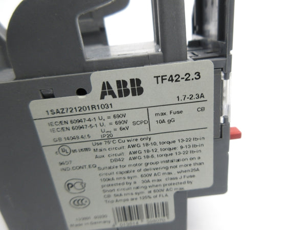 ABB TF42-2.3 1SAZ721201R1031 600VAC 1.7-2.3A NSNP