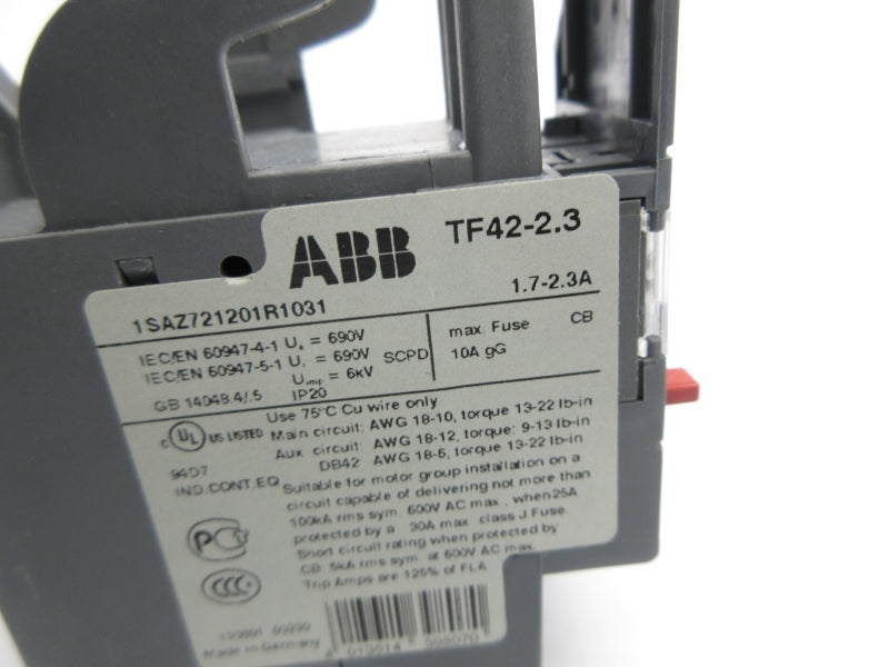 ABB TF42-2.3 1SAZ721201R1031 600VAC 1.7-2.3A NSNP