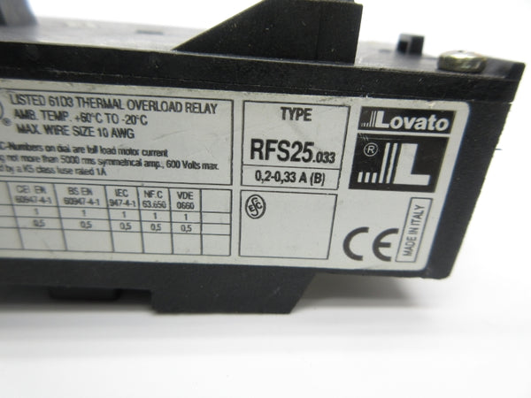 LOVATO RFS25.033 600V 0.2-0.33A NSNP
