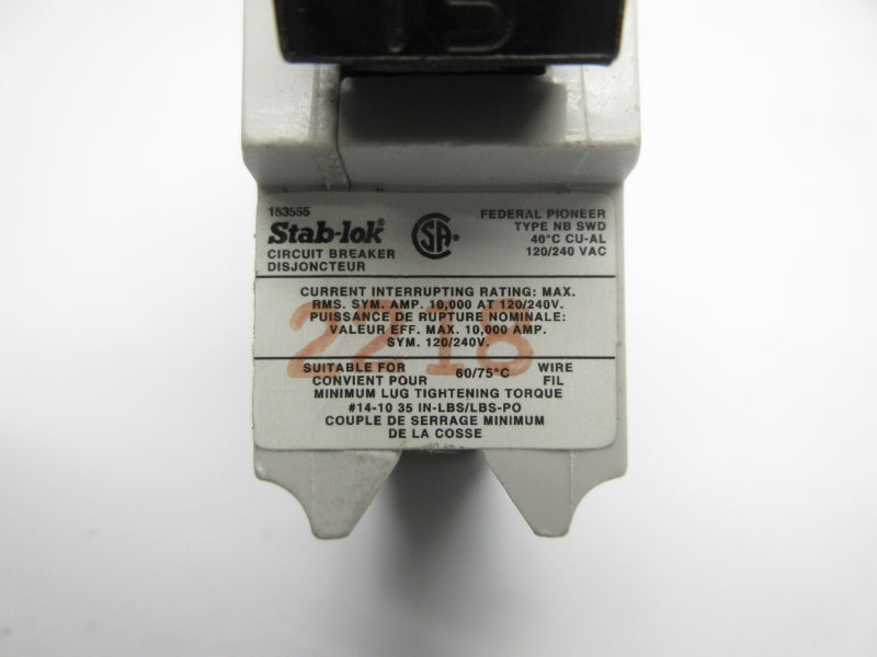 FEDERAL PIONEER NBSWD115 120/240VAC 15A NSNP