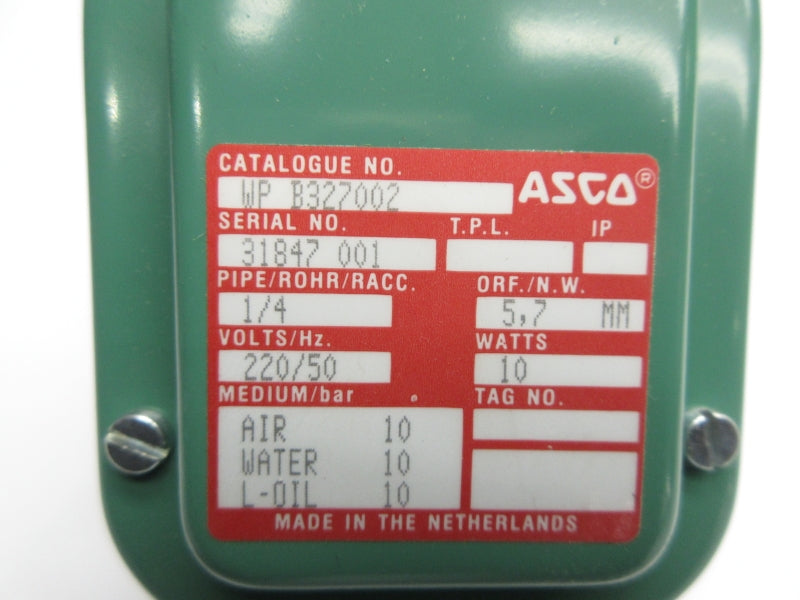 ASCO WPB327002 220V 10PSI 1/4" NSNP