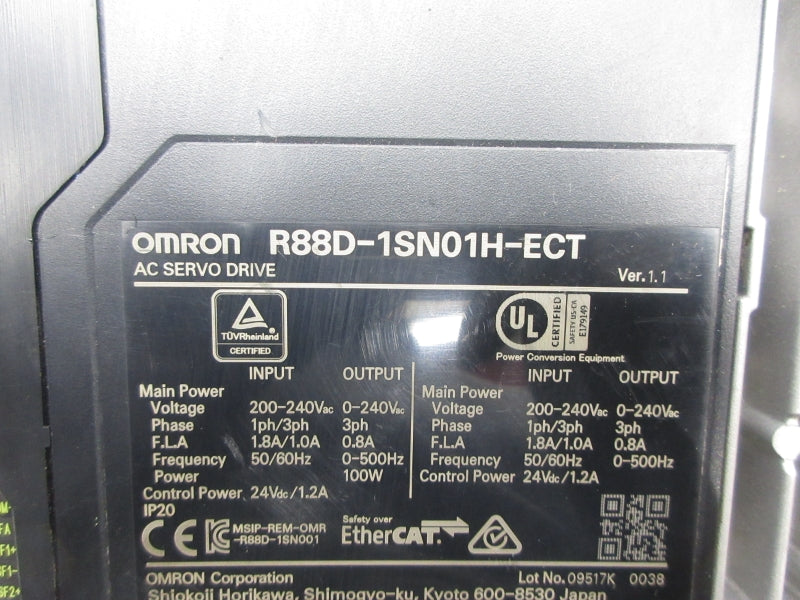 OMRON R88D-1SN01H-ECT 200-240V 1.8/1.0A NSNP