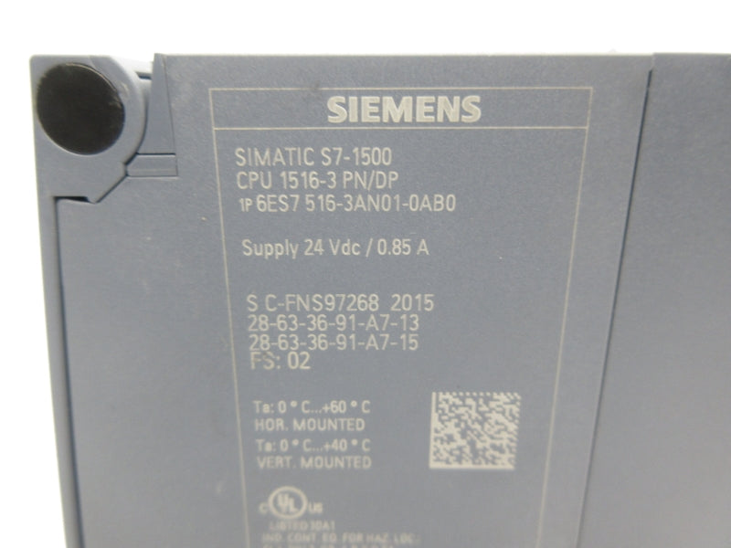SIEMENS 6ES7516-3AN01-0AB0 24VDC 0.85A NSNP