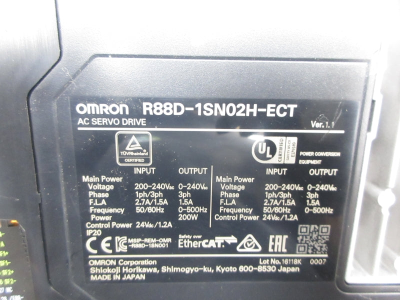 OMRON R88D-1SN02H-ECT 200-240VAC 2.7/1.5A NSNP